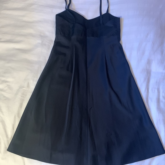 BR LBD black sateen v neck spaghetti strap petite dress EUC - Picture 3 of 7